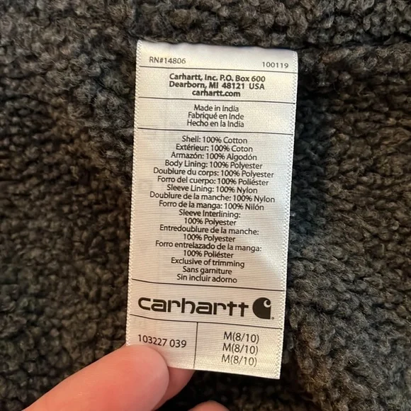 CARHARTT Size Medium 8/10 Plaid SnapFront Flannel Nubby Fleece Line Cotton CHORE - Picture 10 of 16